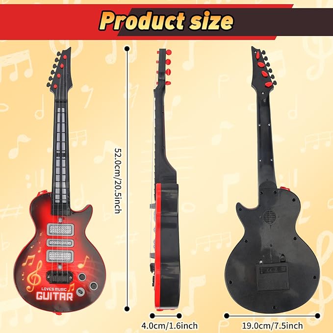 Kids Guitar Toy for 3 Year Old Boy Gift 21 Inches Electric Guitars with 4 Strings for Toddlers Light Up Music Toys for Boys Girls Gifts Ages 3 4 5 (Red)
