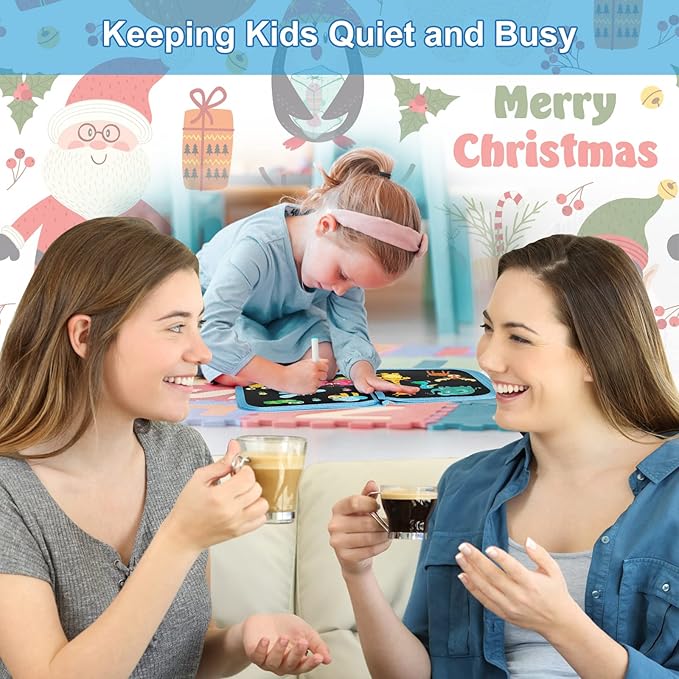 Erasable Doodle Set for Kids - Reusable Magic Drawing Book with 12 Watercolor Pens 14 Page Drawing, Road Trip Car Game Writing Painting Set for Boys and Girls (Dolphin)