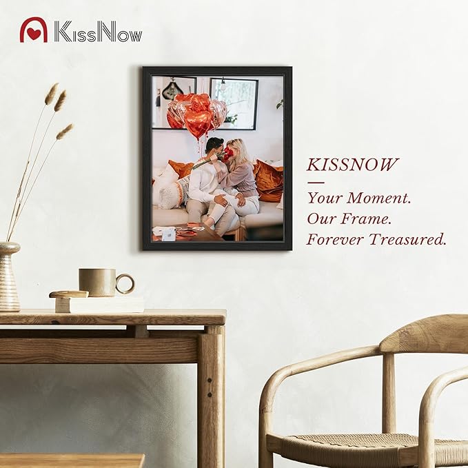 16x20 Picture Frame 2 Pack, Textured Black Solid Wood, Wall Gallery Poster Frame