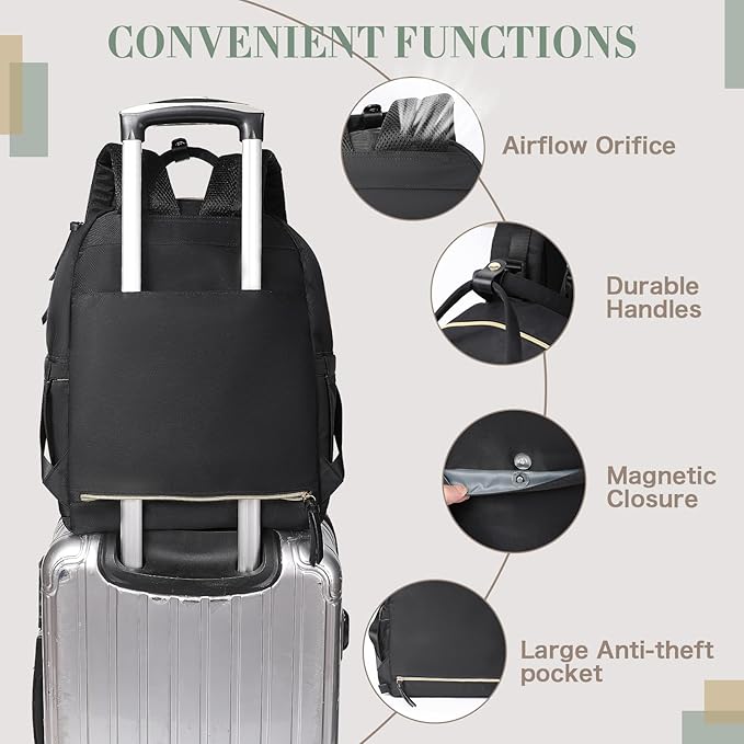 Diaper Bag Backpack, Baby Diaper Bag with 18 Pockets, Large Baby Bag Backpack for Girl Boy, Waterproof Diaper Bag with Changing Pad,Wet Dry Bag, Black