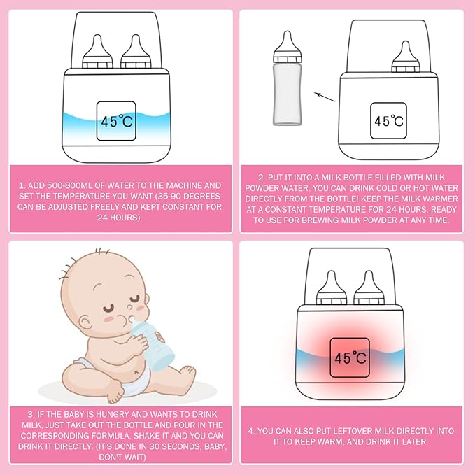 Baby Bottle Warmer & Steriliser Temperature Adjustable Portable Bottle Warmer Remote Control Baby Food Heater with LCD Display for Breastmilk or Formula, Grey