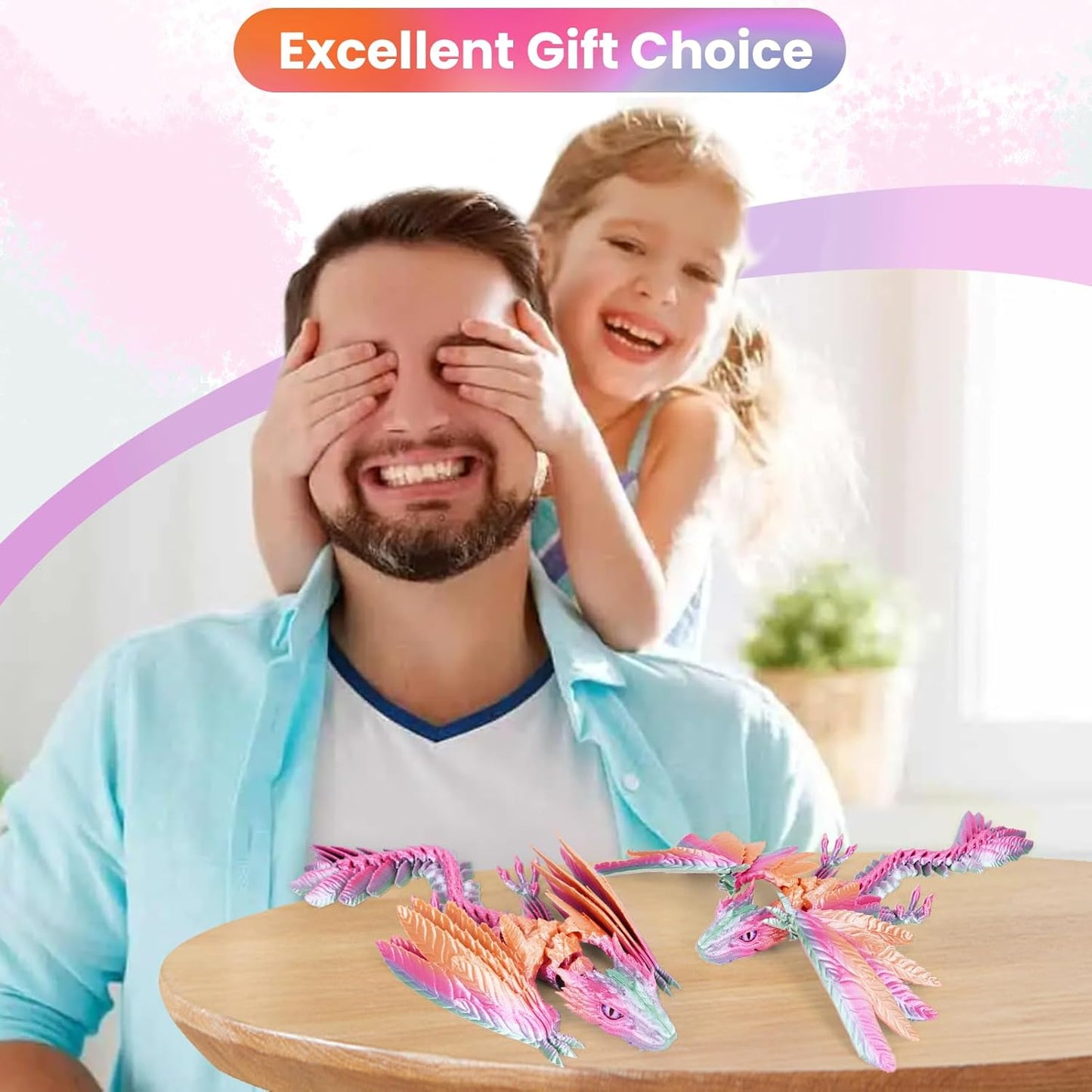 3D Printed Dragon with Wings, Feathered Wyvern Dragon,Full Articulated Crystal Dragon Fidget,Realistic Large Pet Dragon, Flexible Shoulder Dragon Stuff, 3D Printed Animals Toy.