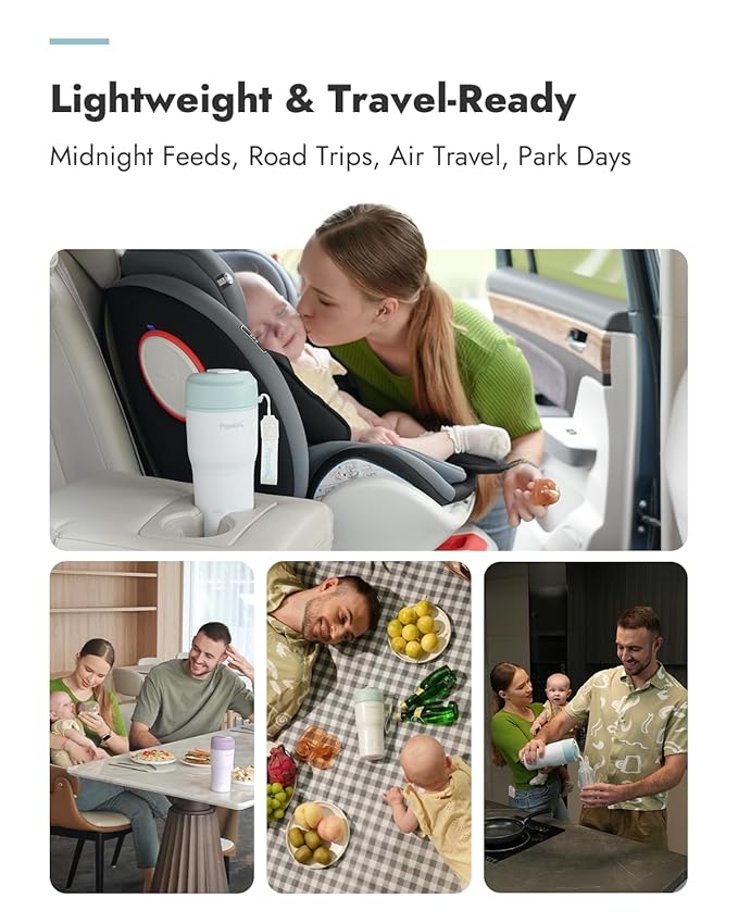 Papablic Portable Bottle Warmer – Fast Heating Baby Bottle Warmer on The Go with Sterilization, Wide Mouth & Smart Temperature Control, Car & Outdoor Feeding, Spodumene Purple