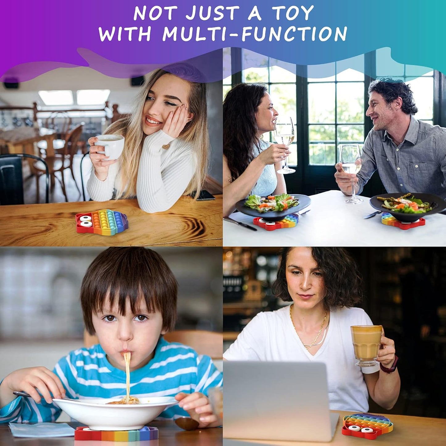 Pop Fidget It Toy,Push Pop Bubble Fidget Sensory Toy,Autism, Stress, Anxiety Toy for Kids and Adults(Rainbow-Owl)