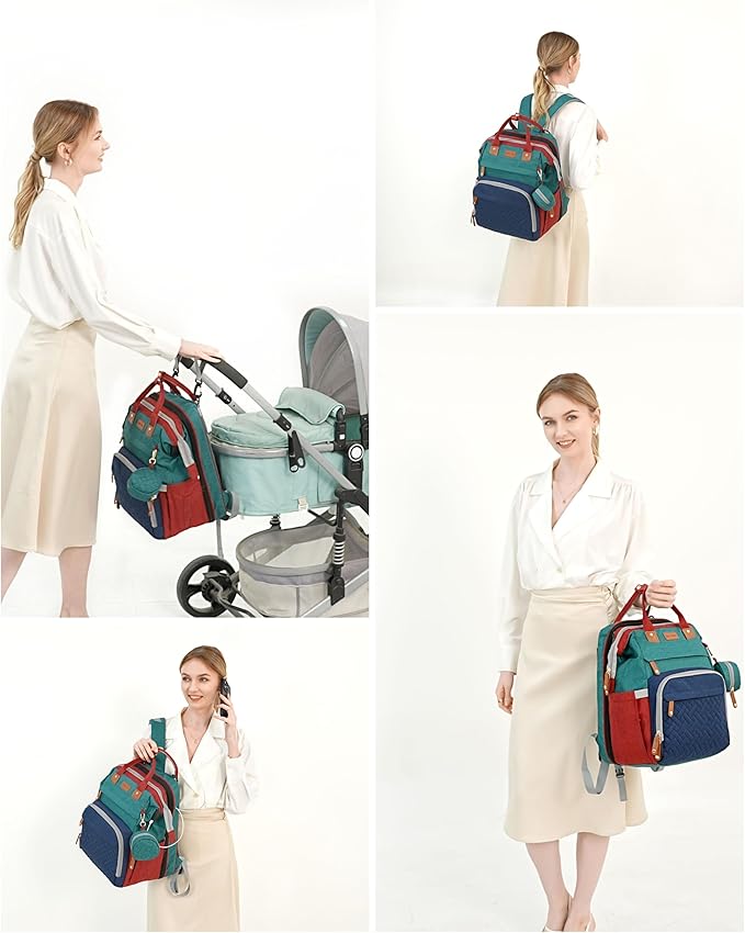 Diaper Bag Backpack, Multifunction Waterproof Diaper Bag for Baby, with Diaper Changing Station, Newborn Essentials Must Haves, Baby Portable Bag, Unisex, RGB