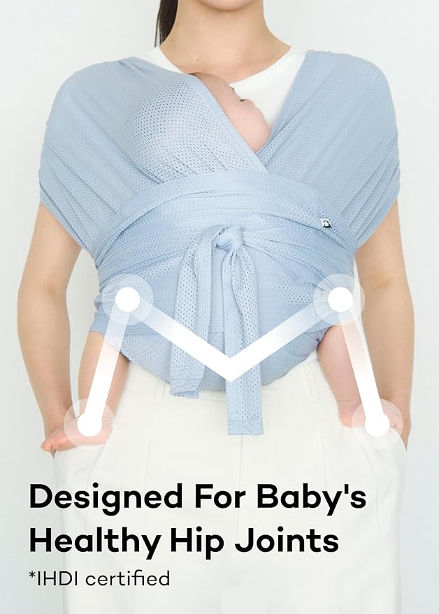 Konny Baby Carrier Flex SoftBreeze with Head Support - Adjustable, Easy to Wear Baby Wrap Sling, Perfect for Newborn Babies Essentials up to 44 lbs (M-4XL) - Charcoal