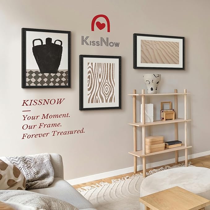 16x24 Poster Frame 2 Pack, Textured Black Solid Wood Picture Frame, Wall Hanging