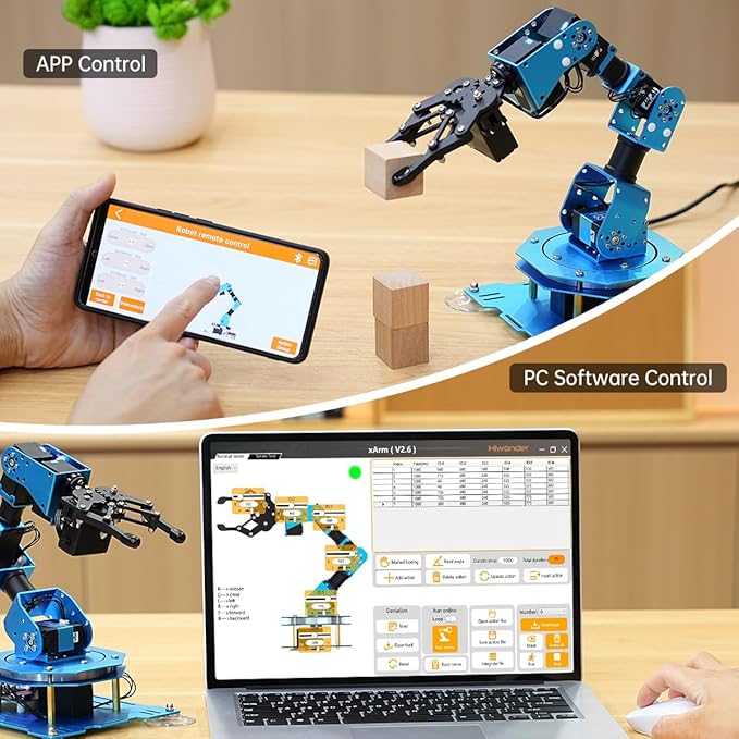 Robotic Arm 6DOF Robot Arm Kit with Secondary Development Compatible with Arduino, DIY Programming Kit STEAM Robot with Sensor and Arduino Open Source Code & Tutorial