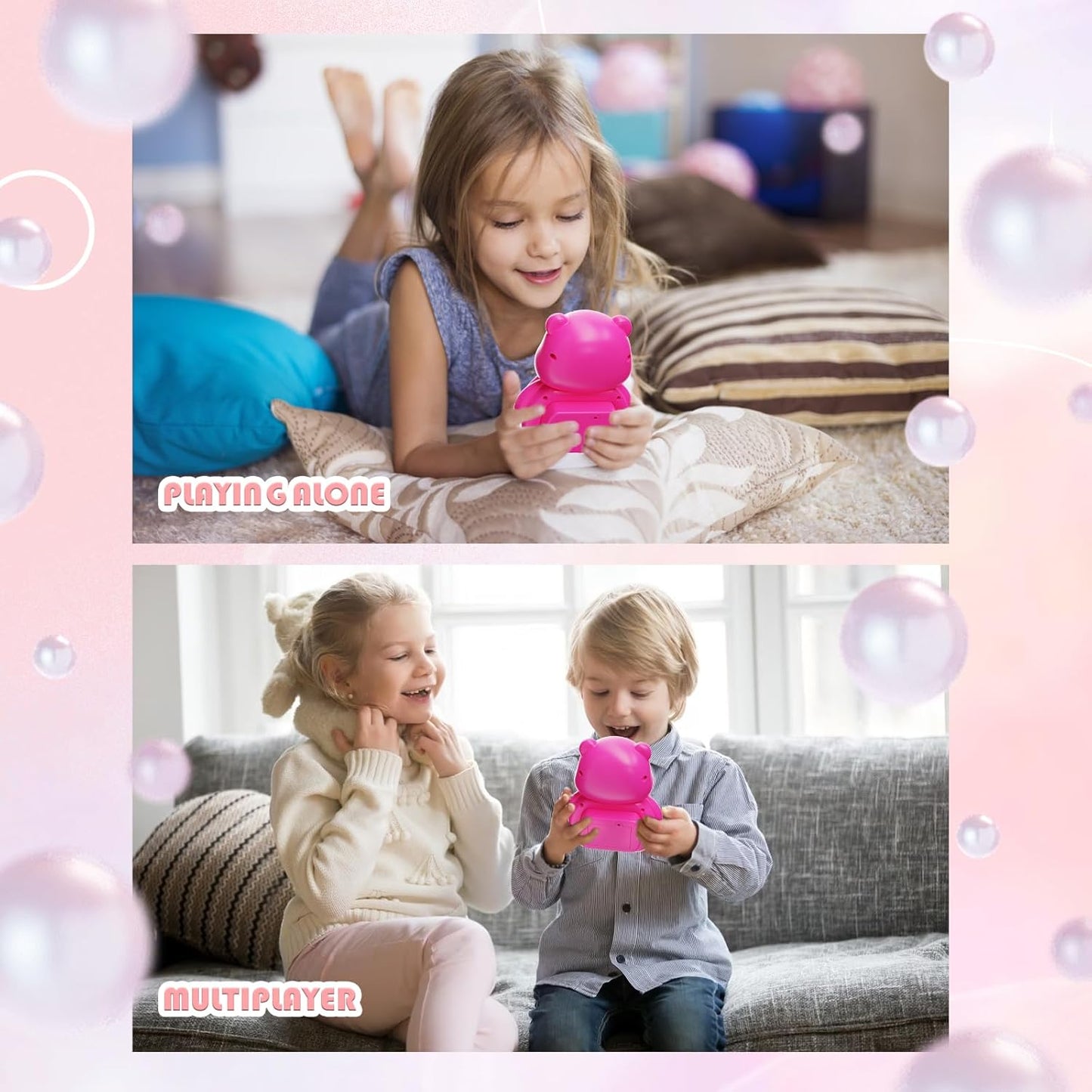 Fast Push Game, Light Up Pop Game Console, Handheld Game for Kids Age 6-12, Fast Push Bubble Game, Fidget Toys for Kids, Stress Relief Game for Kids and Adults, Birthday Gift (Pink Bear)