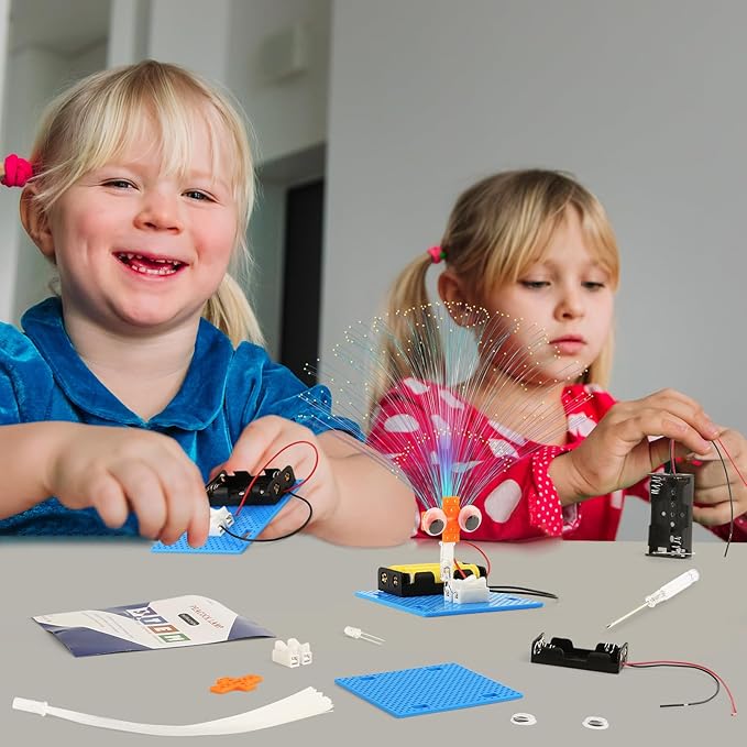 7 Set Bulk STEM Kit Individual Craft Kits for Kids, Science Projects Crafts Group Activity, Light Experiments Circuit Toys, Fun Fiber Optic STEAM Activities for Boys Girls Ages 6-8 8-12 6 8 10 Year
