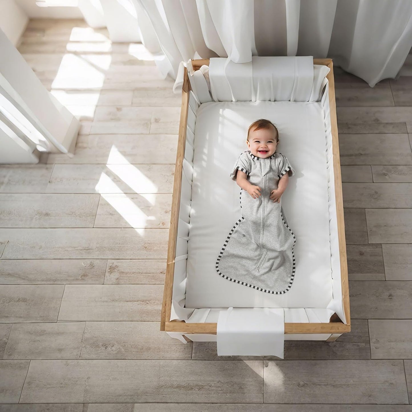 Transition Swaddle, 2 Pack 100% Cotton Baby Sleep Sack, 2-Way Zipper Infant Arm Up Swaddle for Newborn Baby Boys Girls (Light Grey + Estate Blue, M(3-6 Months))