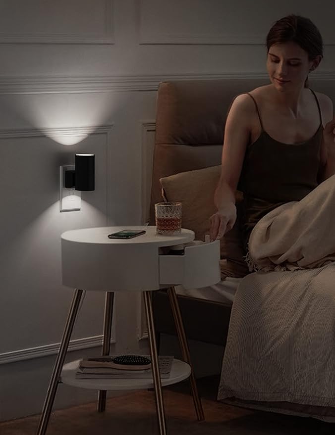 L LOHAS LED Bright Night Light, Night Lights Plug into Wall, 5000K Daylight White, Dimmable Nightlight Plug in with Light Sensor, Decorative LED Nightlights for Hallway Bathroom Kitchen, 2 Pack