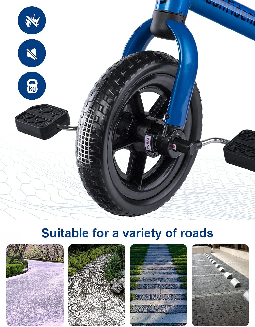 Ancaixin 3 in 1 Toddler Tricycles for 2-5 Years Old Boys and Girls with Detachable Pedal and Bell, Foldable Baby Balance Bike Riding Toys for 2+ Kids, Child Birthday Christmas New Year Gift Blue