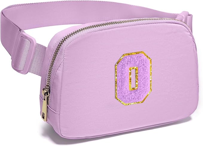 Gitus Gifts for 8 9 10 11 12 Year Old Girls Belt Bag Fanny Pack Crossbody Bags with Initial Letter Patch Cute Stuff Birthday Gifts for Teen Girls Women Personalized Trend Stuff (Lavender-O)