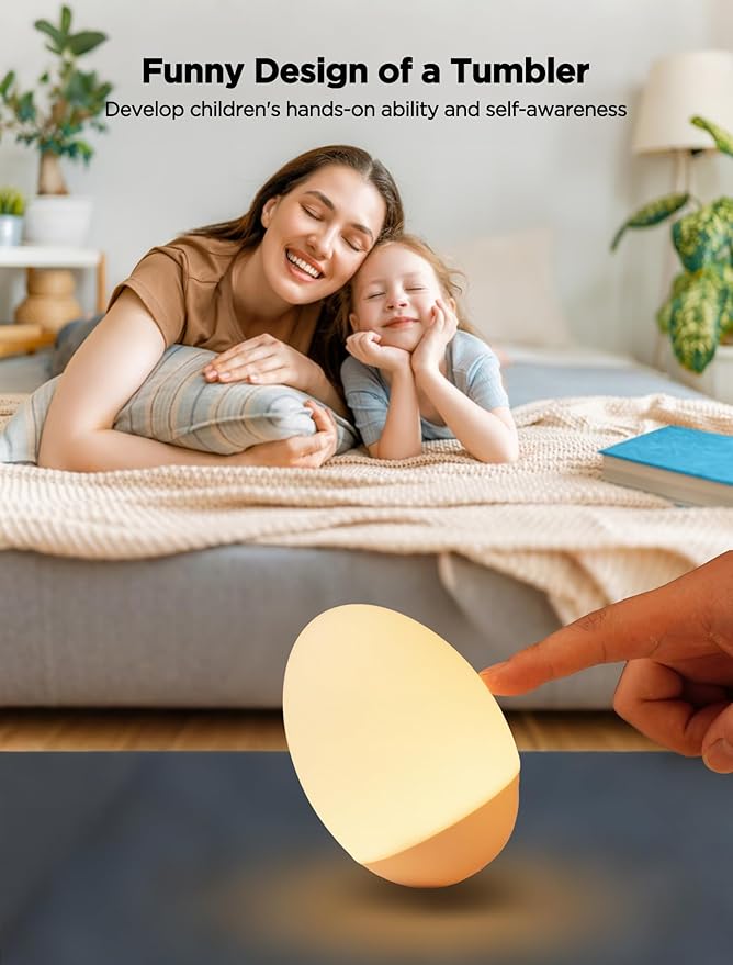 Egg Light for Nursery, 256 RGB Baby Night Light, Rechargeable Night Light for Kids, Portable Small Cordless Bedside Lamp for Girl/Boy/Toddler/Bedroom