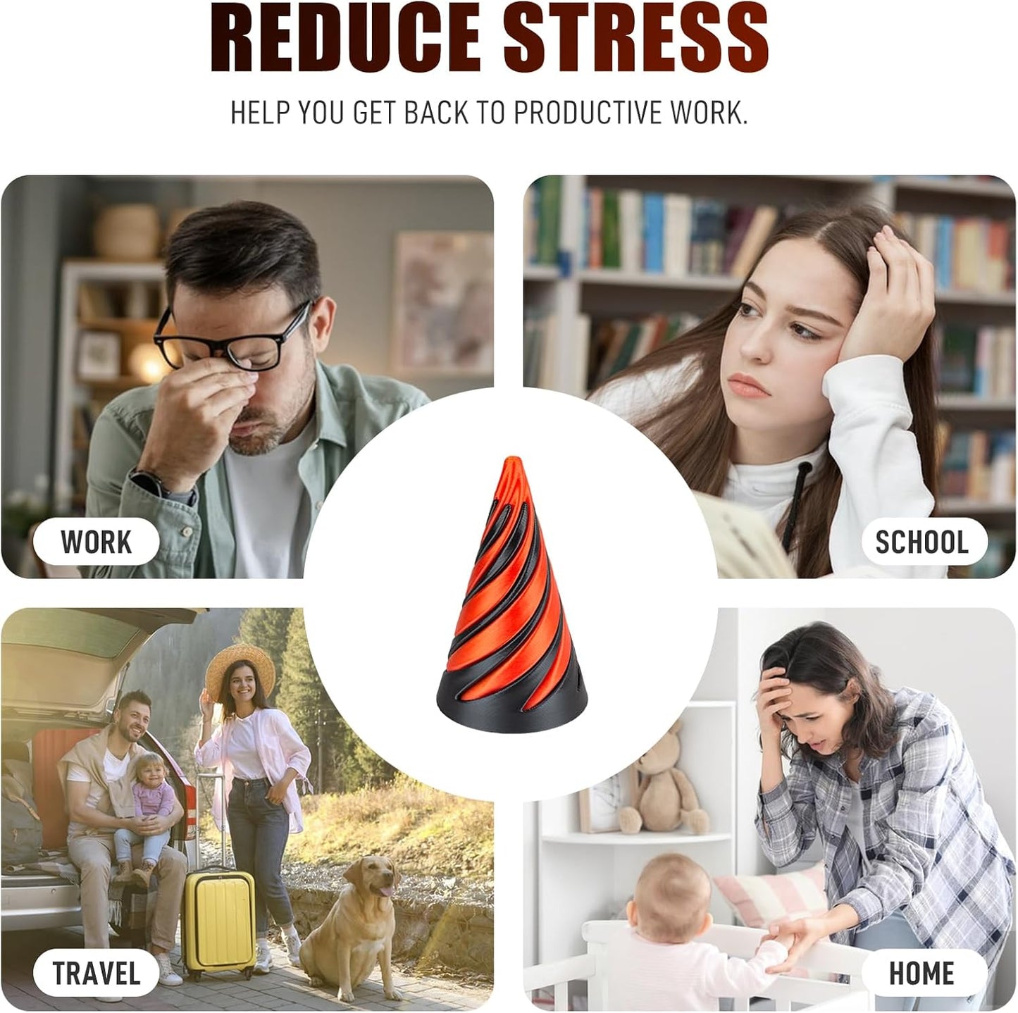 Impossible Pyramid Passthrough Sculpture 3D Printed Spiral Cone Toy Spiral Cone Fidget Toy Pass Through Pyramid Fidget Toy Stress Relief Desk Toy Pyramid Model Relax Anxiety Toy for Children Adult