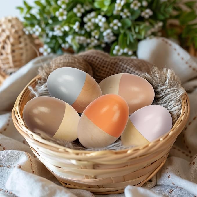 5 Pcs Wooden Baby Egg Shakers Hand Musical Maracas Percussion Instruments for Toddlers Kids