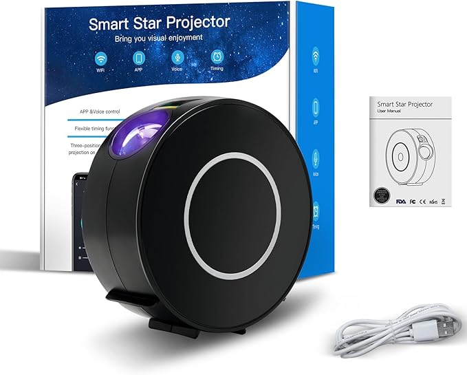 Star Projector Lights, Galaxy Projector for Bedroom, Smart APP & Voice Control Galaxy Lamp,Ceiling Night Light Compatible with Alexa & Google Home,Room Decor for Kids Adults-Black