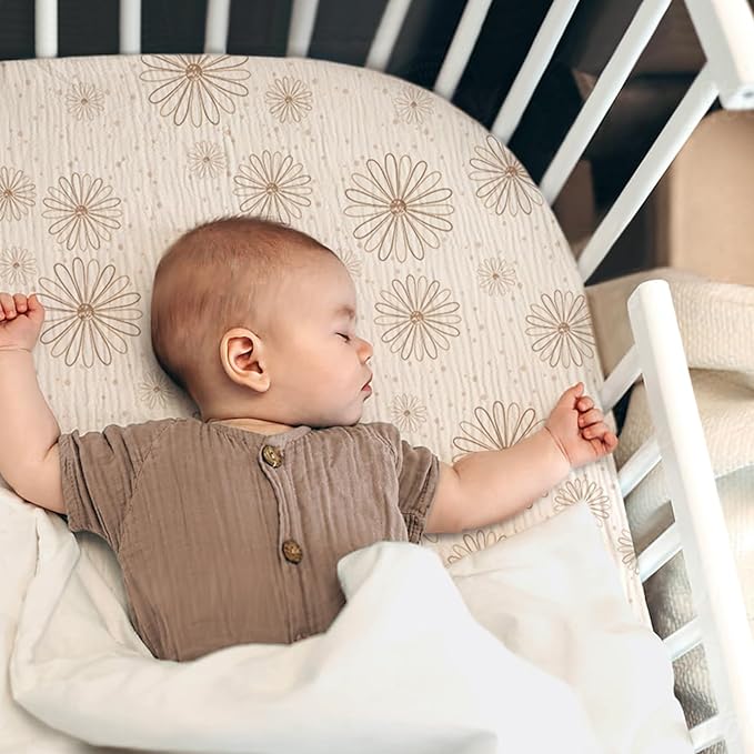 lulumoon Muslin Bassinet Sheets Baby: Cotton Bedside Sleeper Bassinet Sheets Fitted for MiClassic & Milliard Bassinet