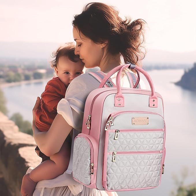 Diaper Bag Backpack - Mommy bag for hospital, Travel backpacks, Large Capacity, Multifunctional - Baby Essentials(Pink)