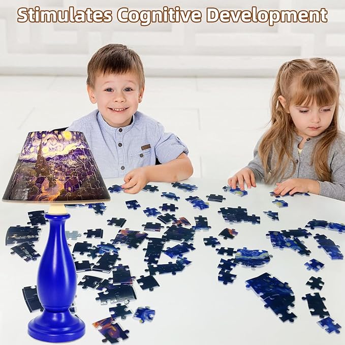 3d Puzzle Night Light, 3d Puzzle for Adults & Kids, 124 PCS 3D Puzzles for Kid Ages 8-13, 3D Jigsaw Puzzles with LED Light for Kids Room, Bedside Table Lamp, Gifts for Kid, Adult, Women, Teen