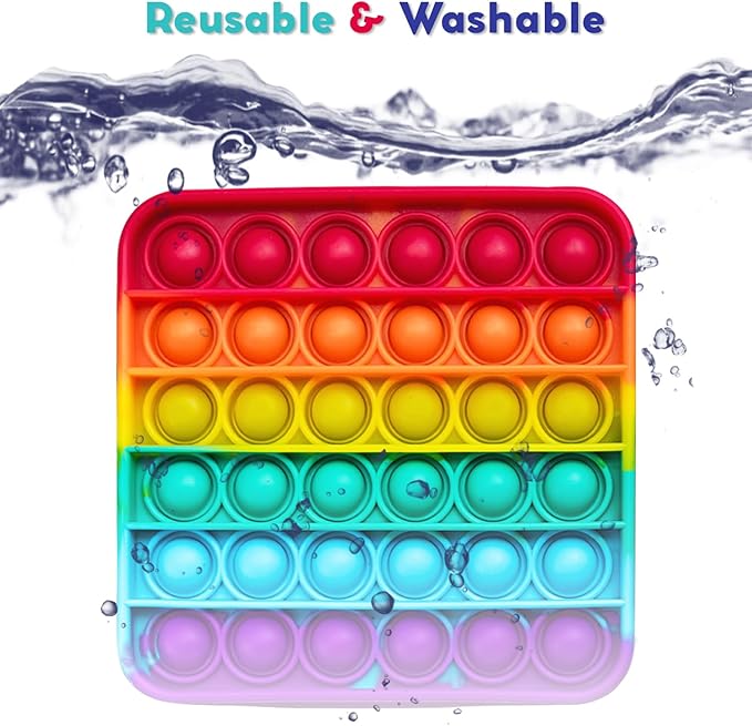 THE FIDGET GAME Popping Mats (4 Pack) - Sensory Toys for Kids with Autism, Stress or Anxiety - Rainbow Popper for Toddlers, Boys, Girls, & Adults