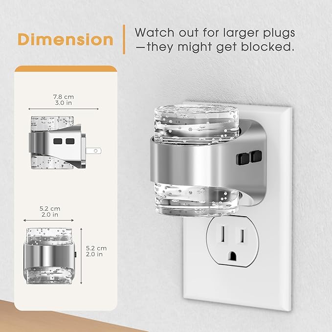 Briignite Night Light Plug into Wall, Dimmable Night Light with Bubble Design 3000K/4000K/5000K & 3 Brightness Levels for Baby Nursery Hallway Bathroom Kids Room, 3CCT