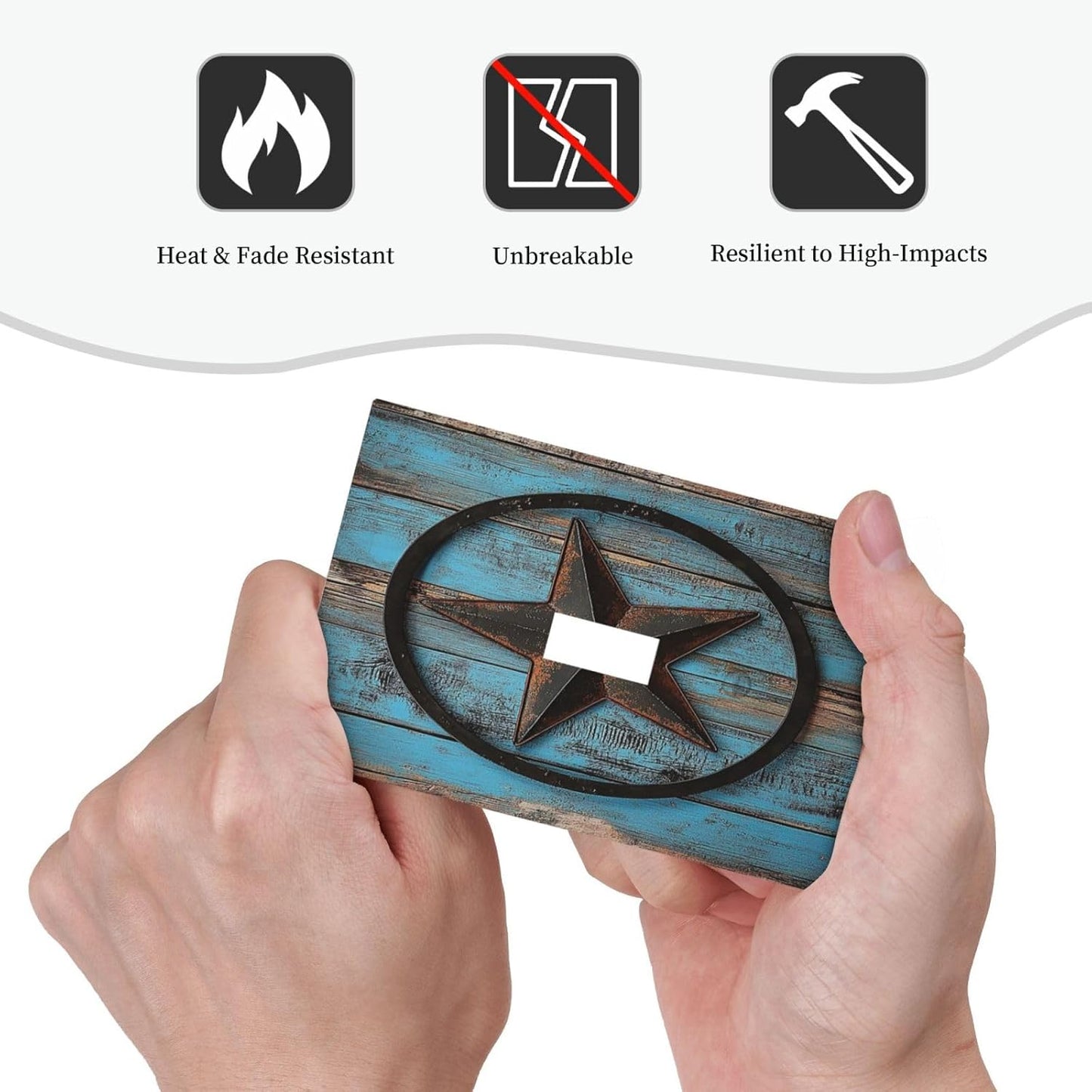 Decorative Light Switch Cover Rustic Wood Country Barn Texas Star On Teal 1 Gang Single Toggle Device Electrical Faceplate Switchplates Decorator Outlet Wall Plate For Farmhouse Cabin