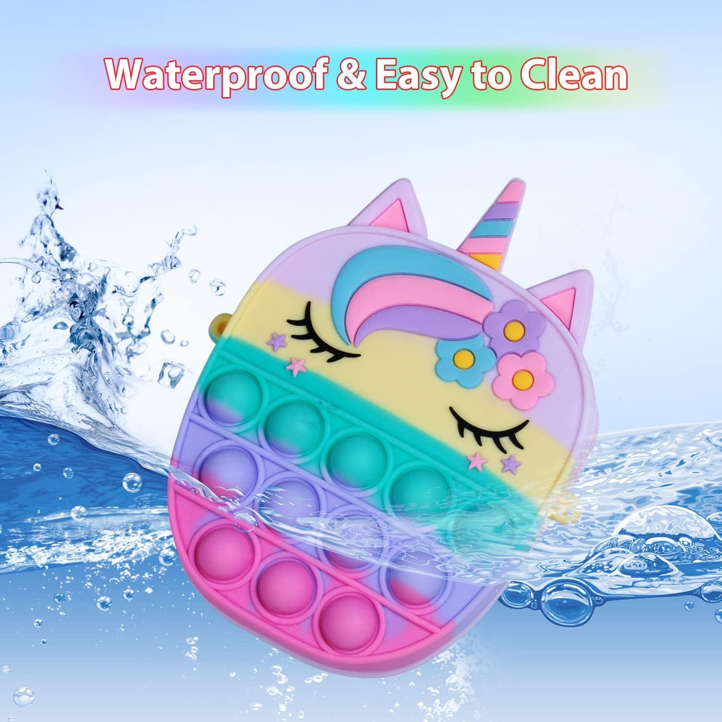 Pop Bag it, Fidget Bag, Pop Purse for Girl and Women Pop Bag with Unicorn Pop Toy, Anti Stress Silicone Poppet Bag Fidget Shoulder Bag, Best Gifts