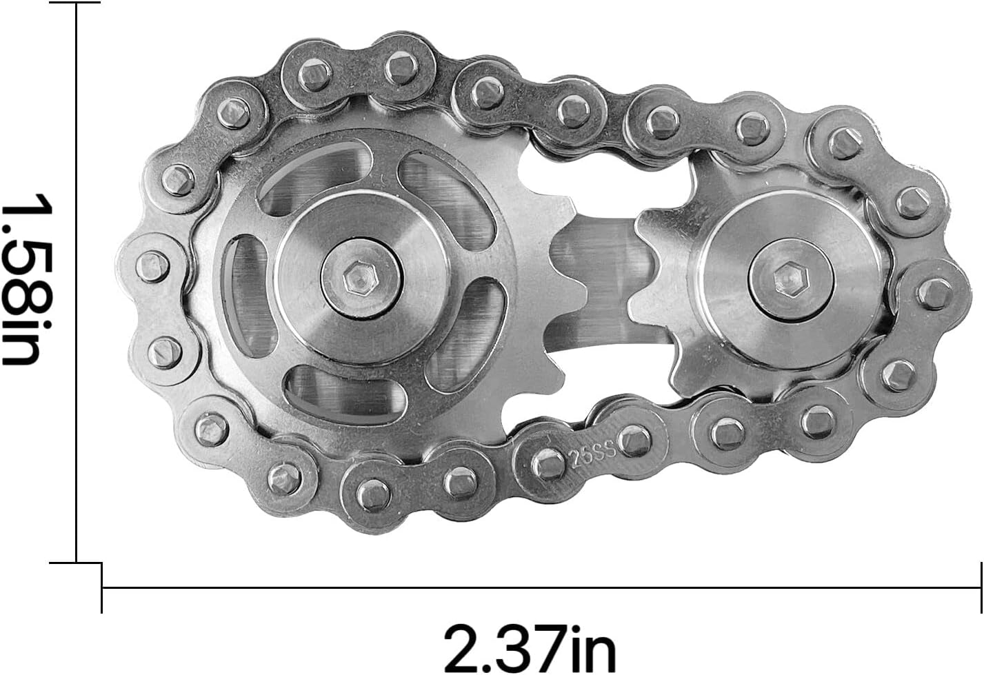 Chain Gear Fidget Spinner, Metal Sprocket Chain Fidget Toy, Stress Anxiety Relief Fidget Toy, Bike Chain Gears Novelty Toy,Metal EDC for Anxiety Relieve Boredom ADHD Autism(Silver)