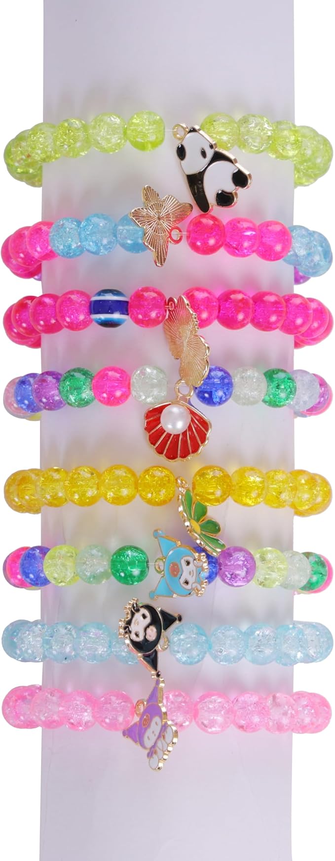 ambitieux DIY Bracelet and Jewelry Making Kit – 350+ Pcs 8mm Glass Beads with Elastic String – Perfect for Handmade Bracelets and Accessories (Crackle Glass) DIY