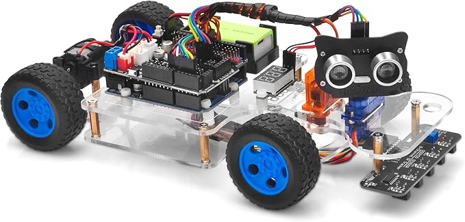 OSOYOO Robot Rc Smart Car DIY Kit to Build for Adults Teens with Servo Power Steering Motor, WiFi, Bluetooth, Code Programmable Compatible with Arduino