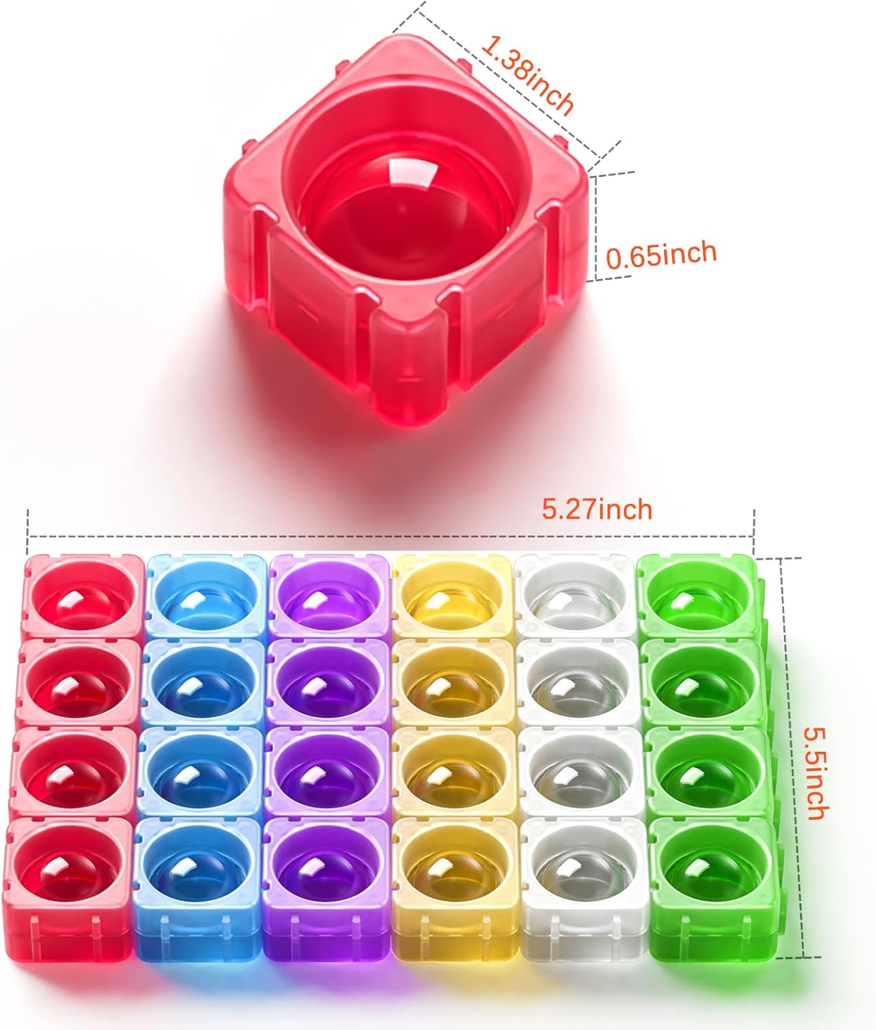 Pop Building Blocks for Kids Toddlers, 1.37 Inch Large Transparent Silicone Fidget Blocks, Color Sorting Sensory STEM Montessori Toys Classroom Must Have for Preschool CVC Word Learning