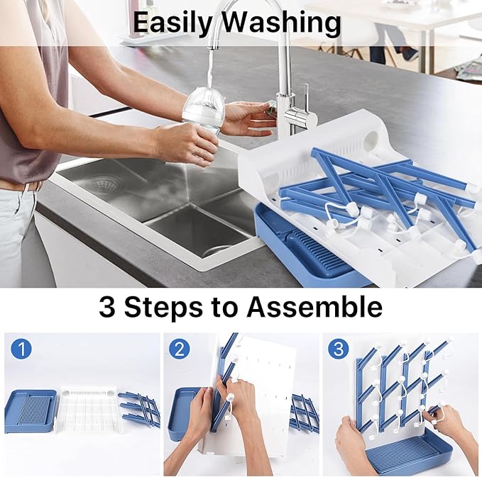 Ultimate Baby Bottle Drying Station -Space Saving Standing Drying Rack for Baby Bottles Multi-Level Vertical Holder for Maximum Airflow & Storage