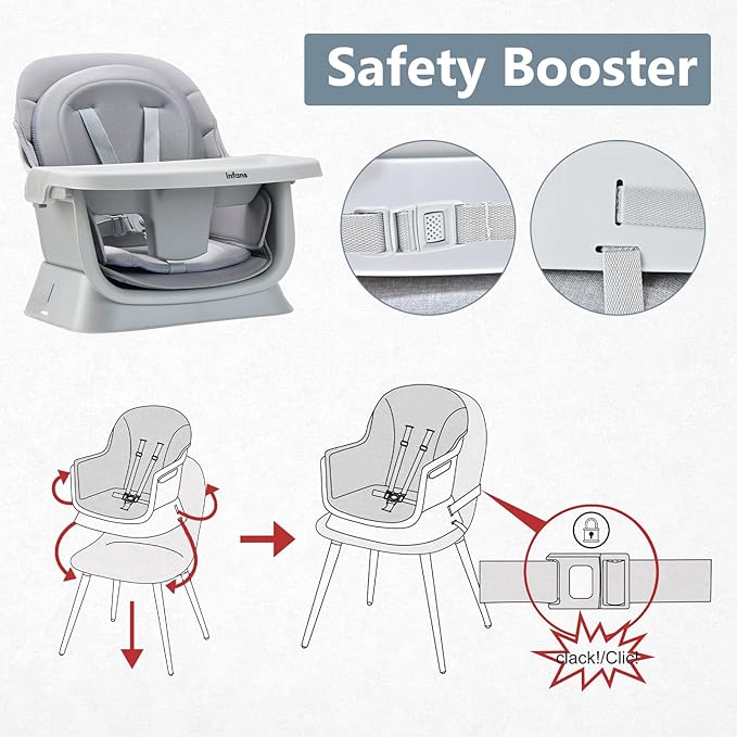 INFANS 8 in 1 Baby High Chair, Convertible Highchair for Babies and Toddlers, Infant Dining Booster Seat, Building Block Table, Kids Stool Table Chair Set with Removable Tray