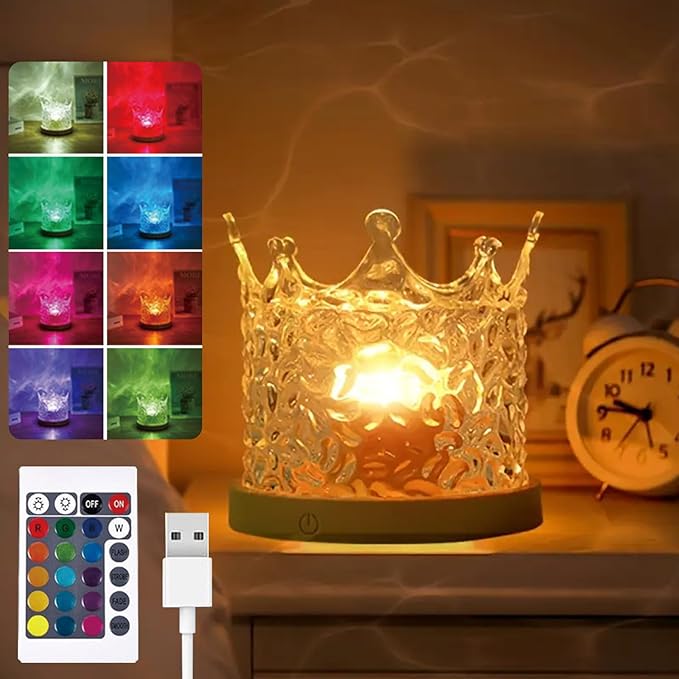 Ocean Wave Ceiling Projector, Northern Lights 16 Colors Water Lights Projector, Water Ripple Ambient Night Light with Remote, Touch Control Aurora Projector for Bedroom,Room Decor,Kids Room (Crown)