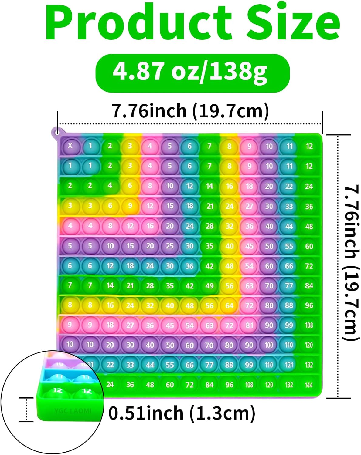 12X12 Multiplication Chart and Math 1-12 Addition Table Toys, Stress Relief Fidget Bubble Game Learning Toys, Making Learning More Fun and Easy to Understand