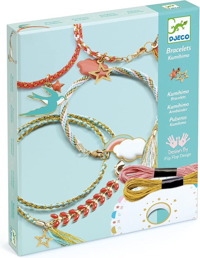 DJECO Beads and Jewelry Craft Kit, Celeste - Create Your Own Friendship Bracelets w/Colorful Beads - Fun & Creative for Family & Friends - Educational Arts & Crafts for Children Ages 8+ Years