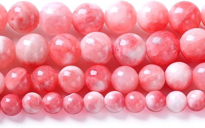 120PCS 6MM Pink Persian Jade Spacer Loose Beads for Jewelry Making DIY Bracelet Necklace 2 Strands
