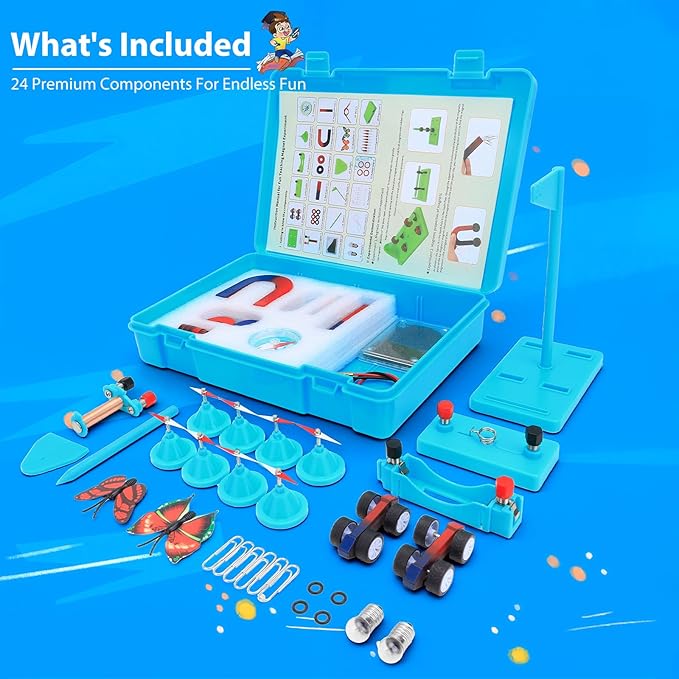 Science Magnets for Kids Magnet Set with Bar/Horseshoe/U Shaped/Iron Filings/Compass, STEM Educational Toys Magnet Kit for Science Experiments Classroom Learning