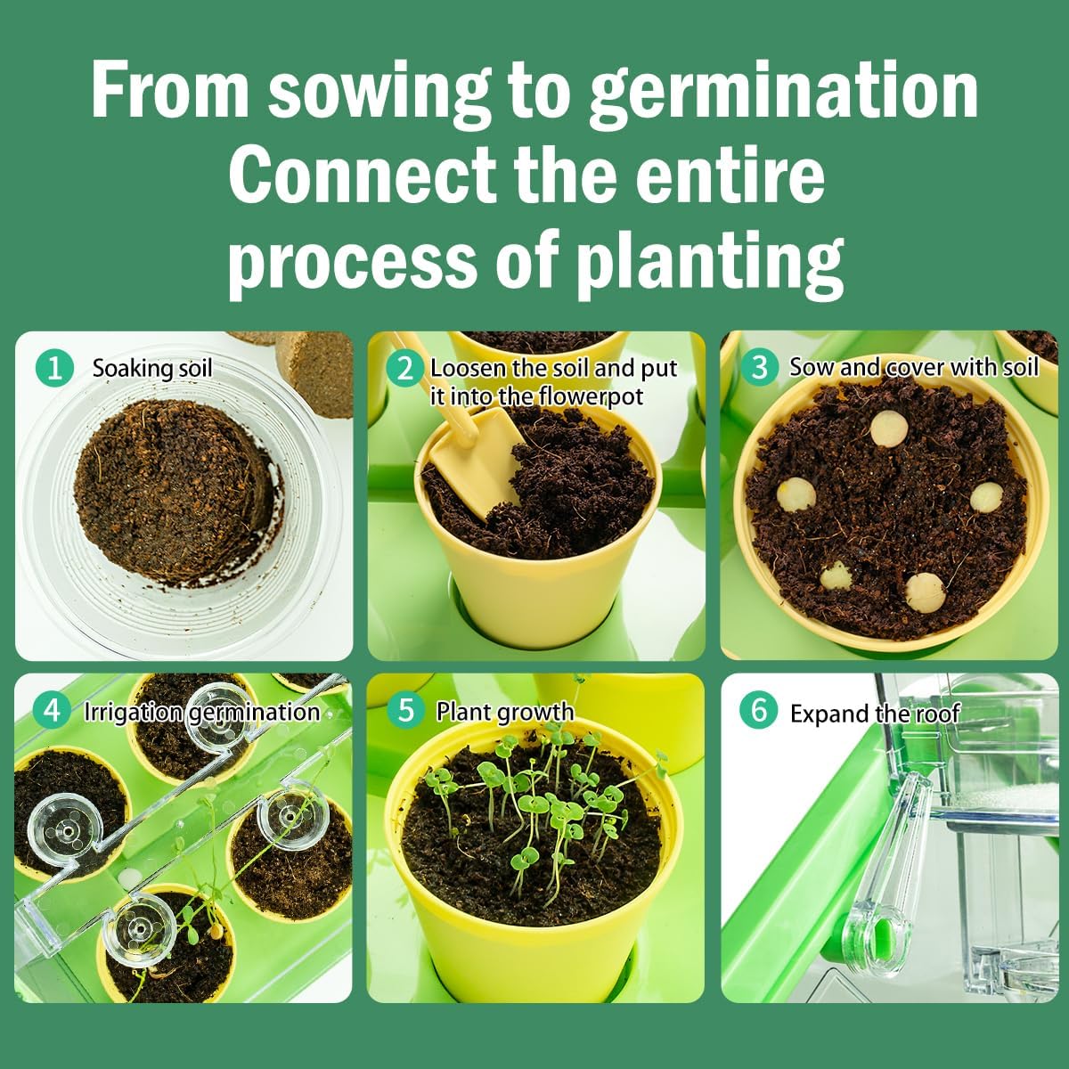 Kids Plant Growing Kit - Kids Greenhouse & Flower Growing Kit with Hydroponic Growing System, Thermometer,Wind Vane & Tools, Educational STEM Plant Growing Set