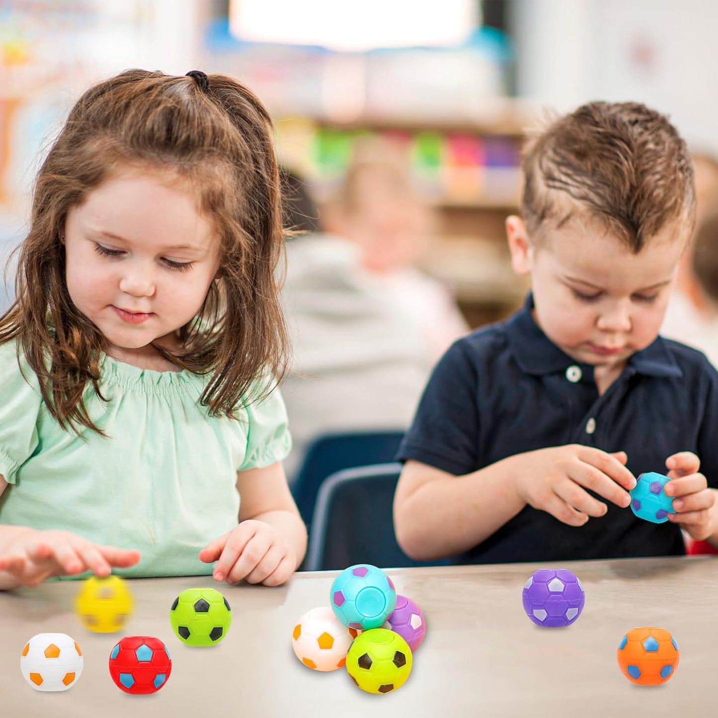 AZEN 96 Pcs Soccer Party Favors for Kids 4-8 8-12, Mini Fidget Spinners Soccer Ball Toys, Goodie Bags Stuffers for Birthday Party, Treasure Box Toys for Classroom, Return Gifts for Kids