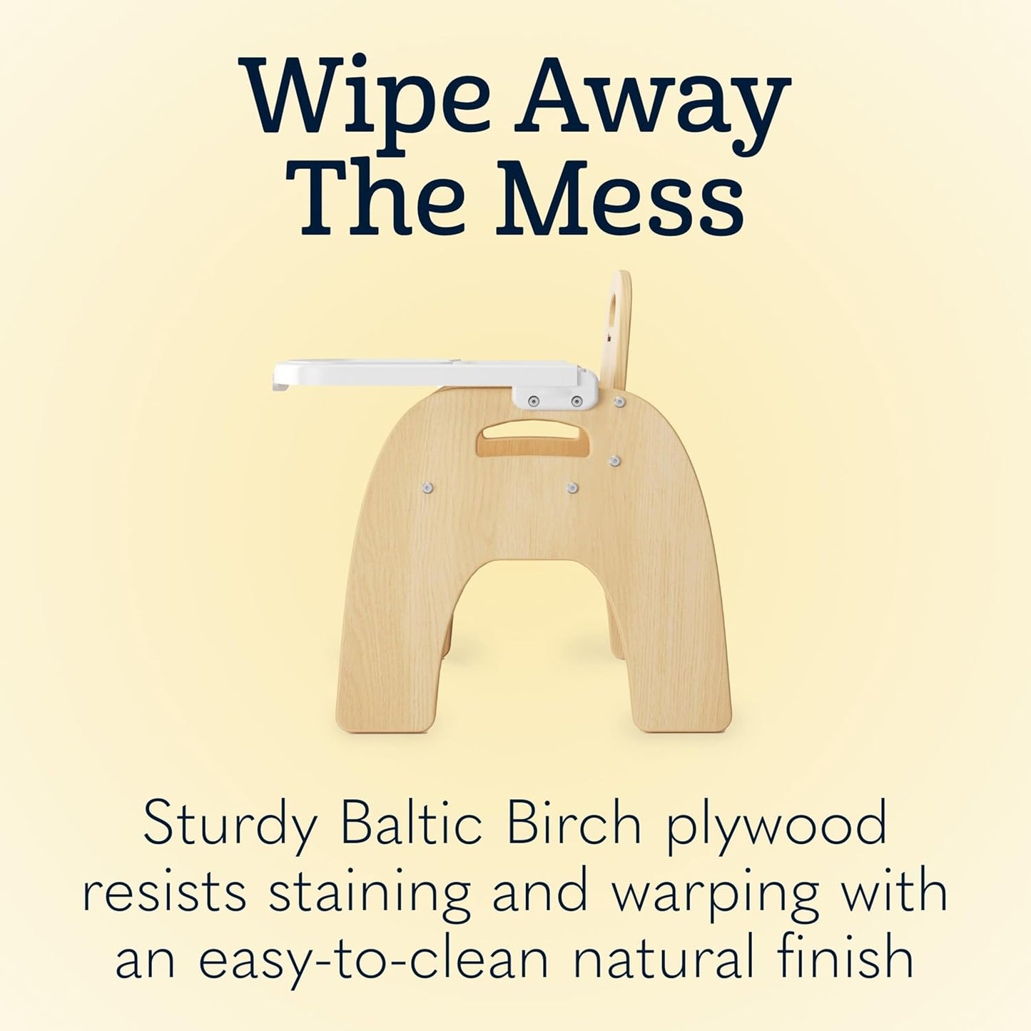 Foundations Easy Serve Low Wood Feeding Chairs Multipack, Adjustable Harness, Removable Dishwasher Safe Tray, No-Tip Base, Stackable Toddler Chairs, 2 Pack (11 inch)