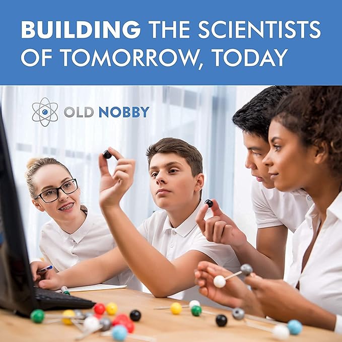 Old Nobby 118-Piece Supplementary Chemistry Molecular Model Kit - Build 3D Structures for Study, Teaching and Lab Use - Durable Atoms and Bonds, Easy Assembly with Portable Storage Case