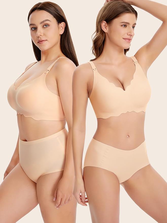 Angelhood Nursing Bras for Breastfeeding Ultra Comfort Seamless Maternity Bra Wireless Pregnancy Bralette with Bra Extender
