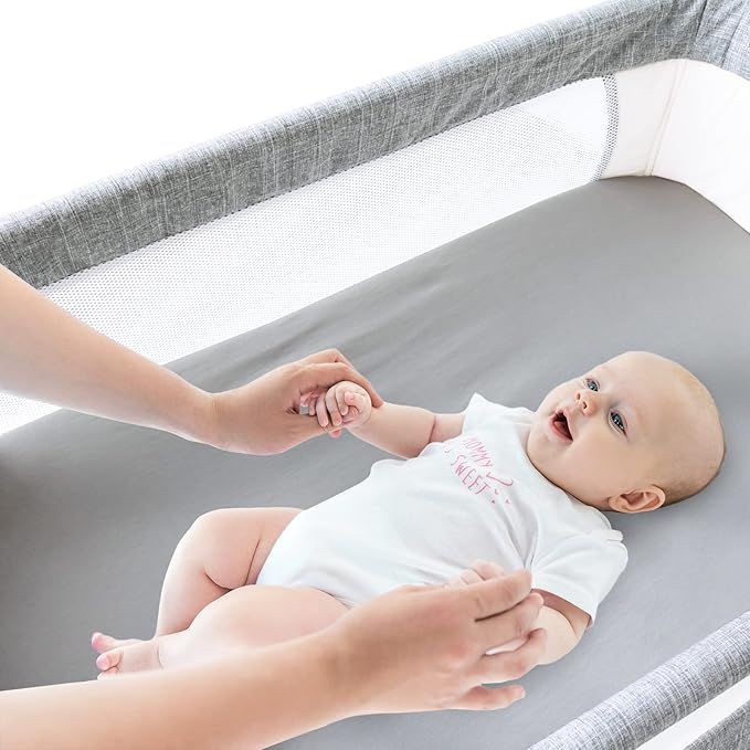 Bassinet Sheets Fit for Dream On Me Lacy, Delta Children Curve, Regalo Baby Basics™ Infant, Fisher Price, Simmons Kids(for Twins) and Safety 1st Bassinet,100% Cotton Bassinet Fitted Sheet 2 Pack, Gray