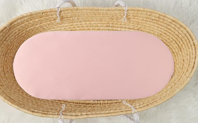 Bassinet Sheet Set 2 Pack Snug Fitted Cradle Fitted Sheets, Stretchy Ultra Soft, for Oval Rectangle Hourglass Bassinet Mattress, Unisex Boy Girl, Floral & Pink