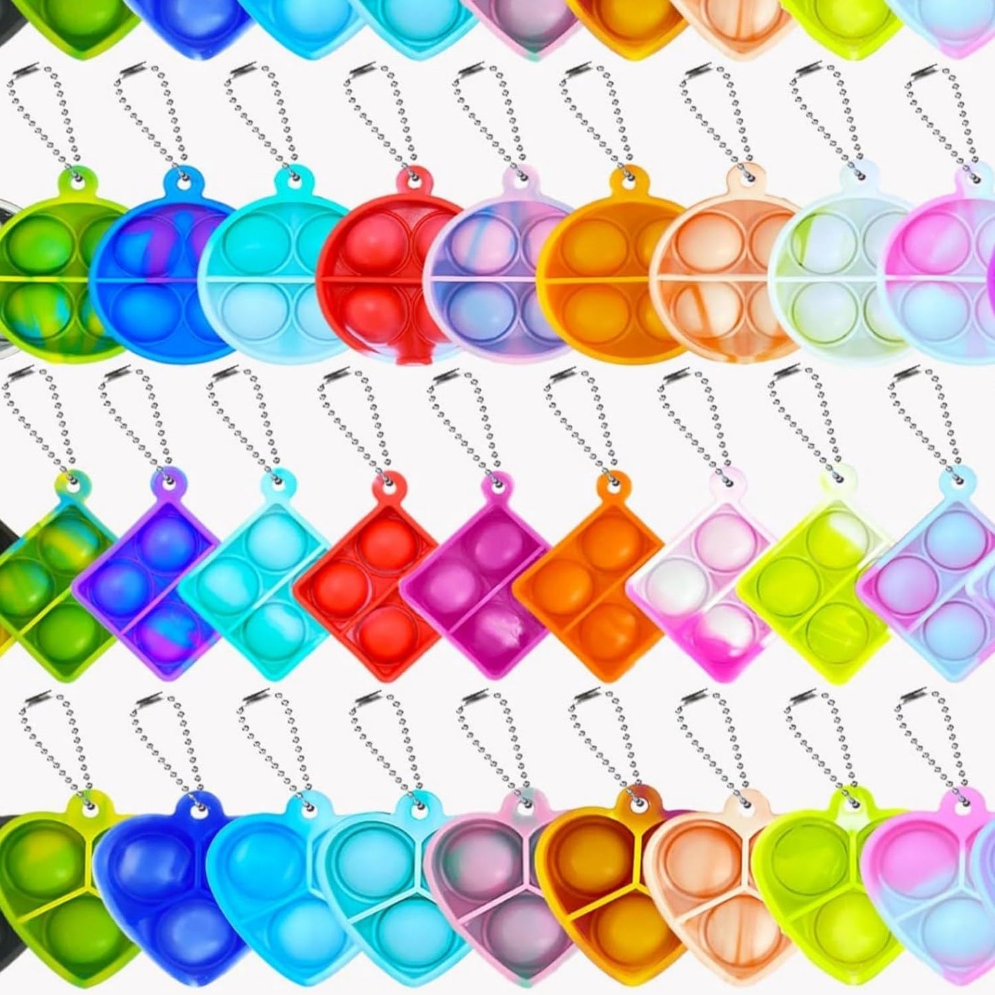 30 Pcs Mini Pop Keychain Simple Stress Relief Fidget Hand Toys Push Bubble Wrap Pop Toys Anxiety Stress Reliever for Kids Adults