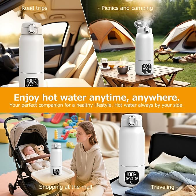 Portable Bottle Warmer for Travel,Dual Heating Modes for Breast Milk & Water,Fast Heating & Precise Temp Control,17 Ounces Portable Bottle Warmer for Vehicle,car,Airplane Journey,Outdoors