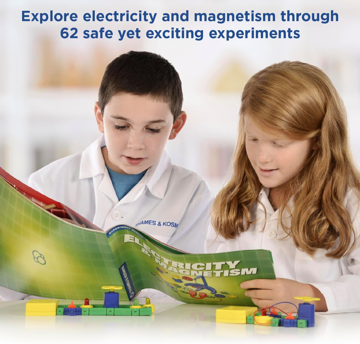 Thames & Kosmos Electricity & Magnetism Science Kit | 62 Safe Experiments Investigating Magnetic Fields & Forces for Ages 8+ | Assemble Electric Circuits with Easy Snap-Together Blocks